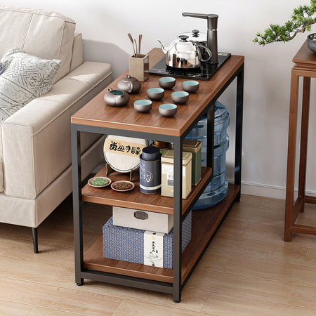 Modern Mobile Sofa Side Tea Table — walnut
