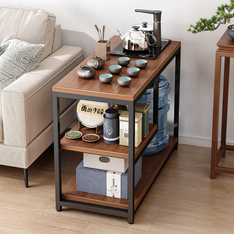 Modern Mobile Sofa Side Tea Table — walnut