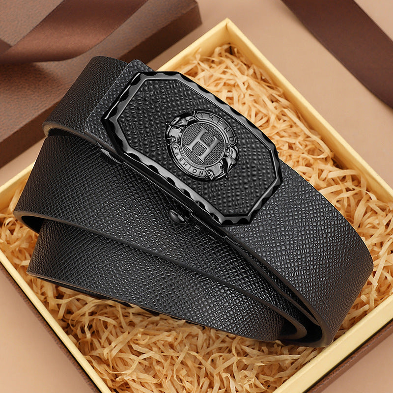 Men’s Auto Buckle Leather Belt – Business Casual Style