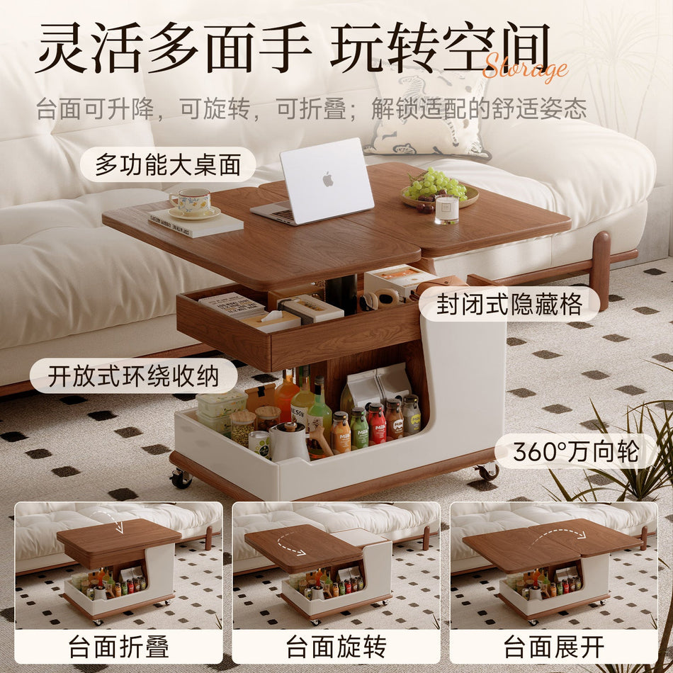 Movable Folding Lift-Up Coffee Table for Small Apartments