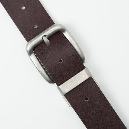 Men's genuine leather belt with brown ancient silver - pin buckle design for casual and formal wear