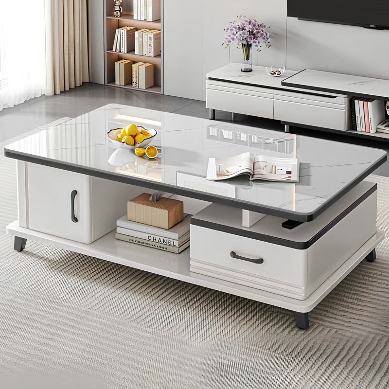 Modern Tempered Glass Rock Plate Coffee Table — red