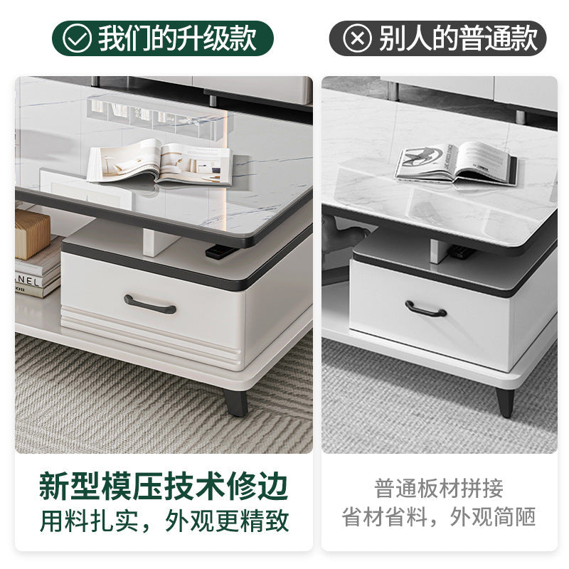 Modern Tempered Glass Rock Plate Coffee Table