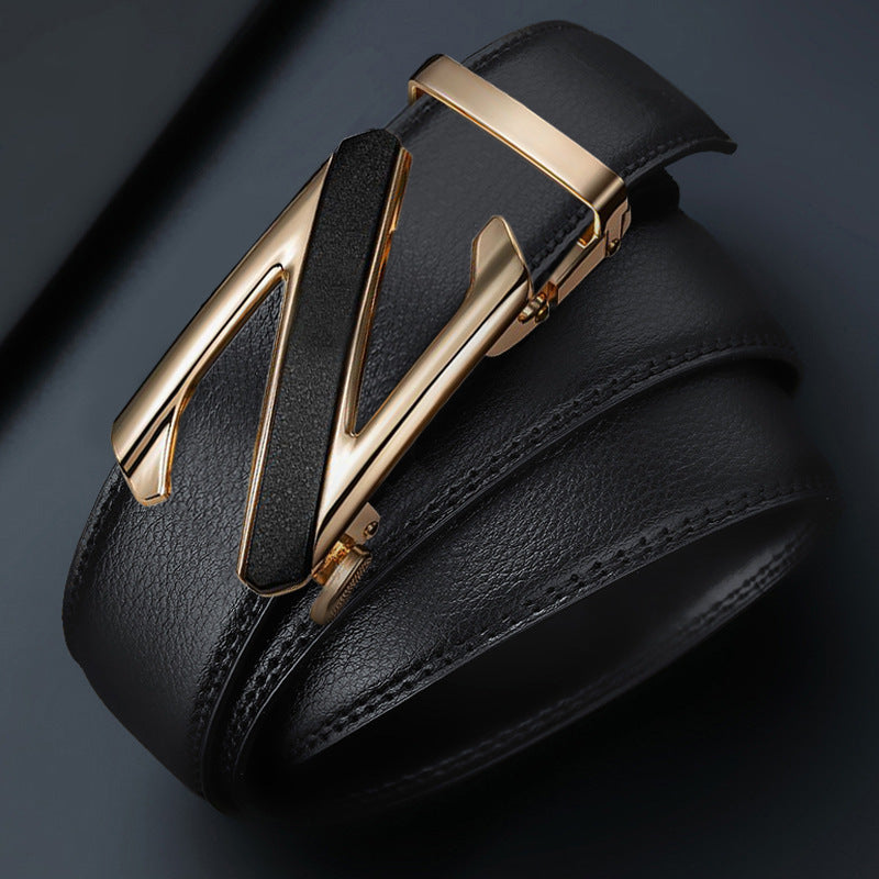 Custom Men’s Leather Auto Buckle Belt – Letter Style