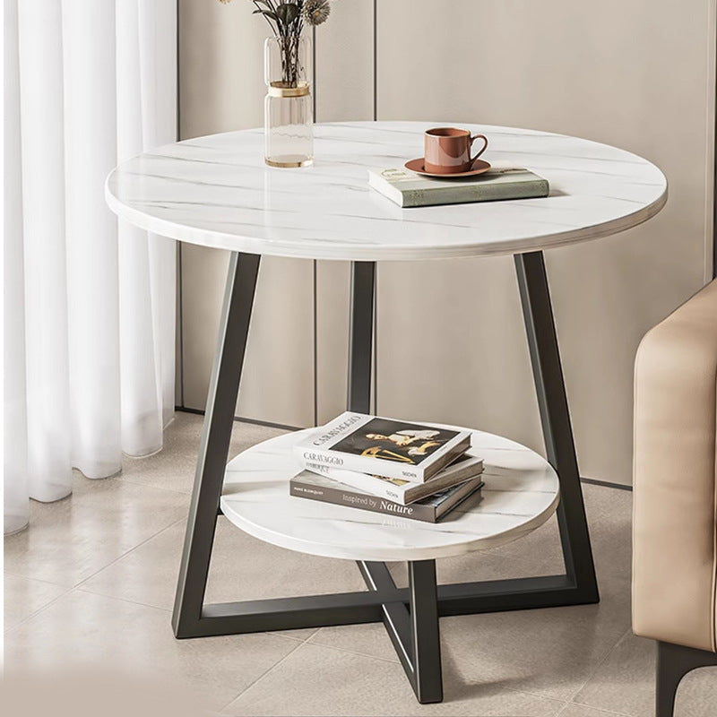 Light Luxury Small Round Side Coffee Table — walnut