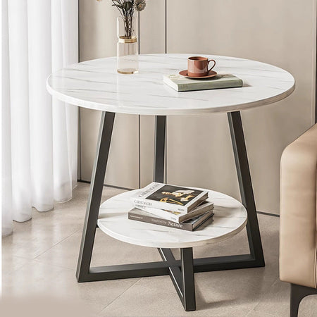 Light Luxury Small Round Side Coffee Table — walnut