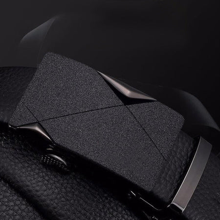 Men's genuine leather belt with dk-05 black gun buckle (matte) - automatic buckle design for casual and formal wear