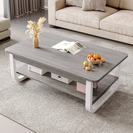 Modern Double-Layer Coffee Table for Small Spaces — walnut