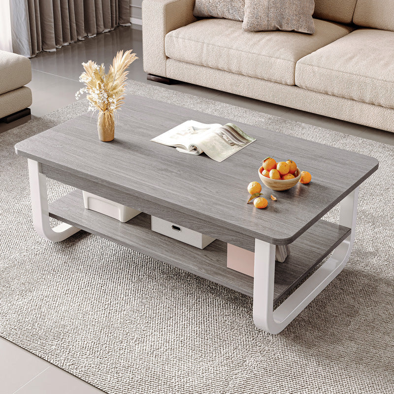 Modern Double-Layer Coffee Table for Small Spaces — walnut