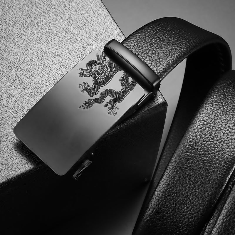 Men’s High-End Auto Buckle Leather Belt – Business Style