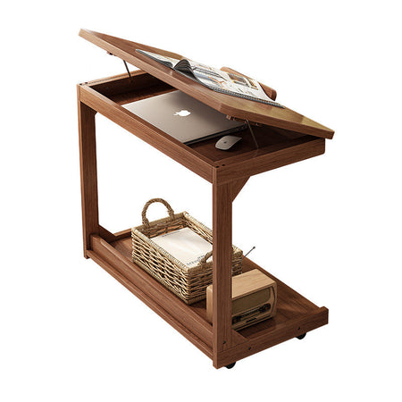 Solid Wood Flip Small Coffee Table Side — white
