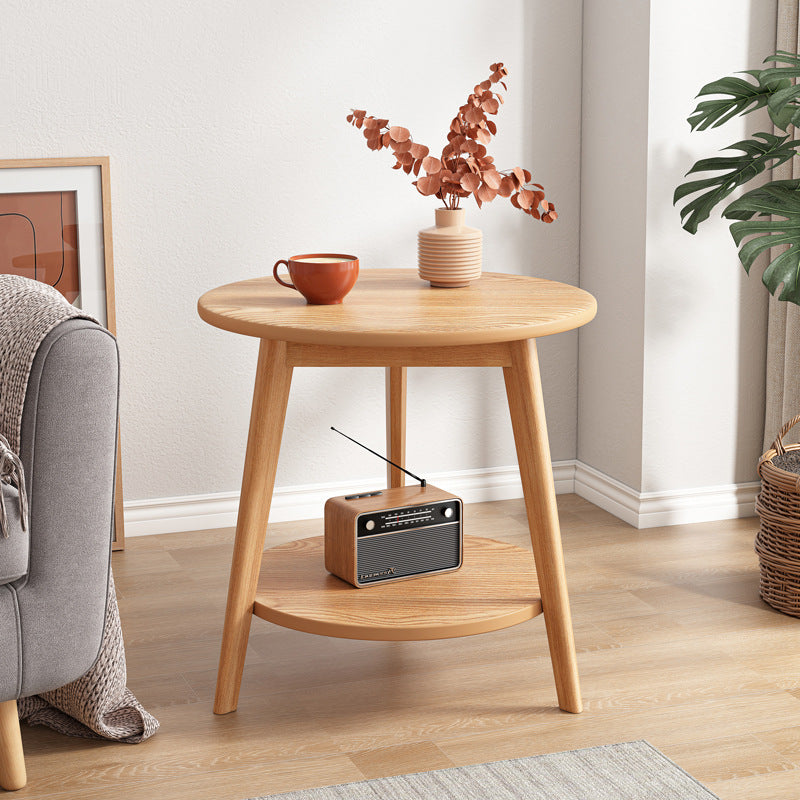 Nordic Solid Wood Small Round Coffee Table — Wood color 4 imported chairs