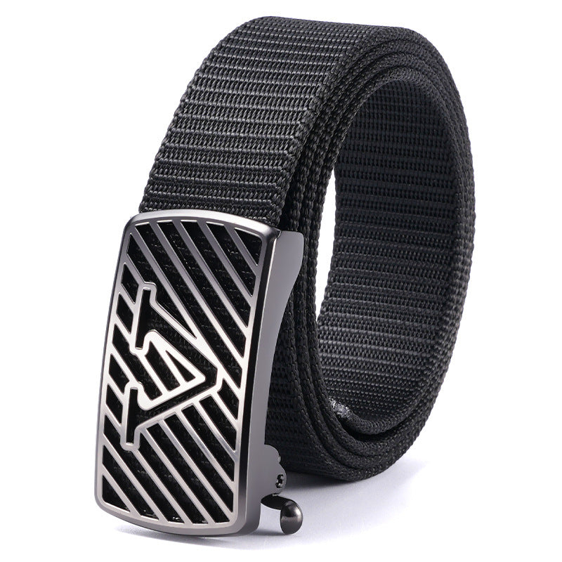 Men's belt with black gun buckle - automatic buckle design for casual and formal wear