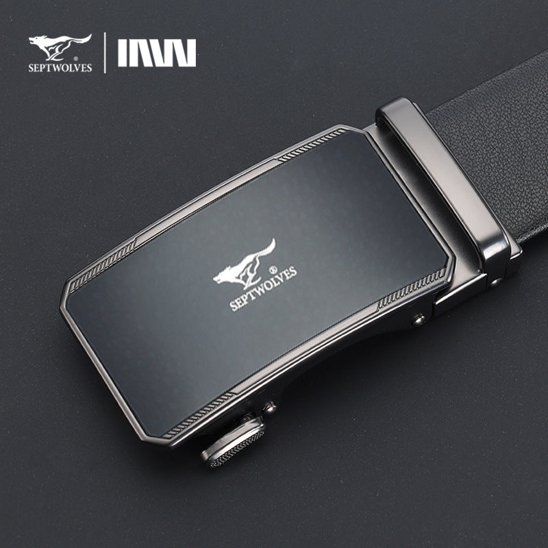 Men's genuine leather belt with za744459-1 black - automatic buckle design for casual and formal wear