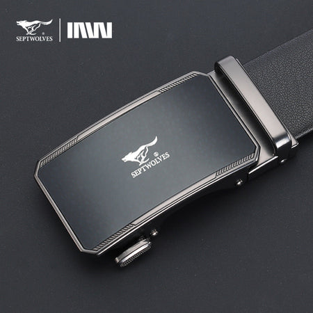 Men's genuine leather belt with za744459-1 black - automatic buckle design for casual and formal wear