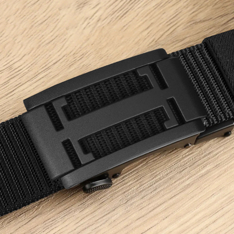 Men's belt with black - automatic buckle design for casual and formal wear