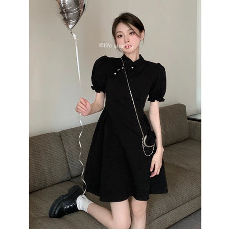 Elegant chinese-style short qipao dress for women 2026