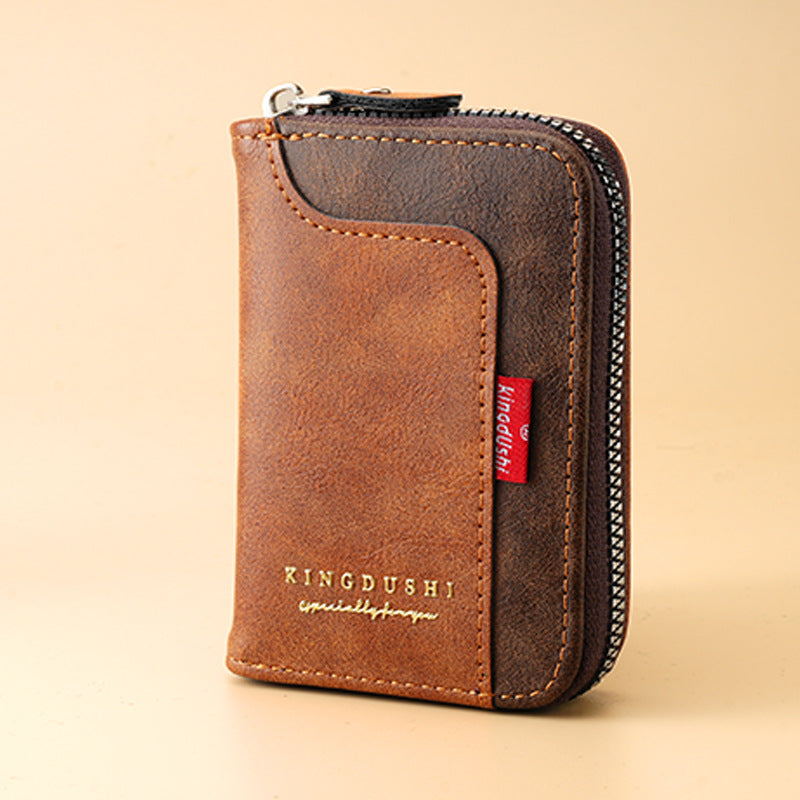 Men’s Wear-Resistant PU Short Wallet Large Capacity