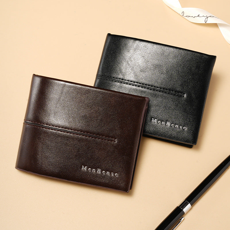 Qb10 Black men's wallet - slim leather wallet with multiple card slots and bill compartment