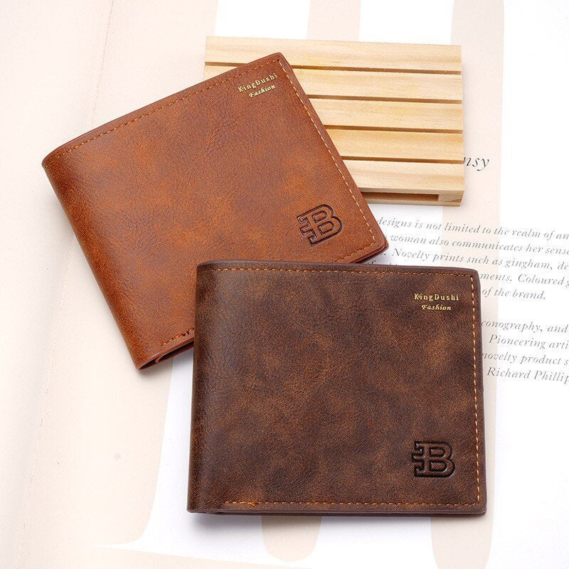 Qb04 Coffee men's wallet - slim leather wallet with multiple card slots and bill compartment