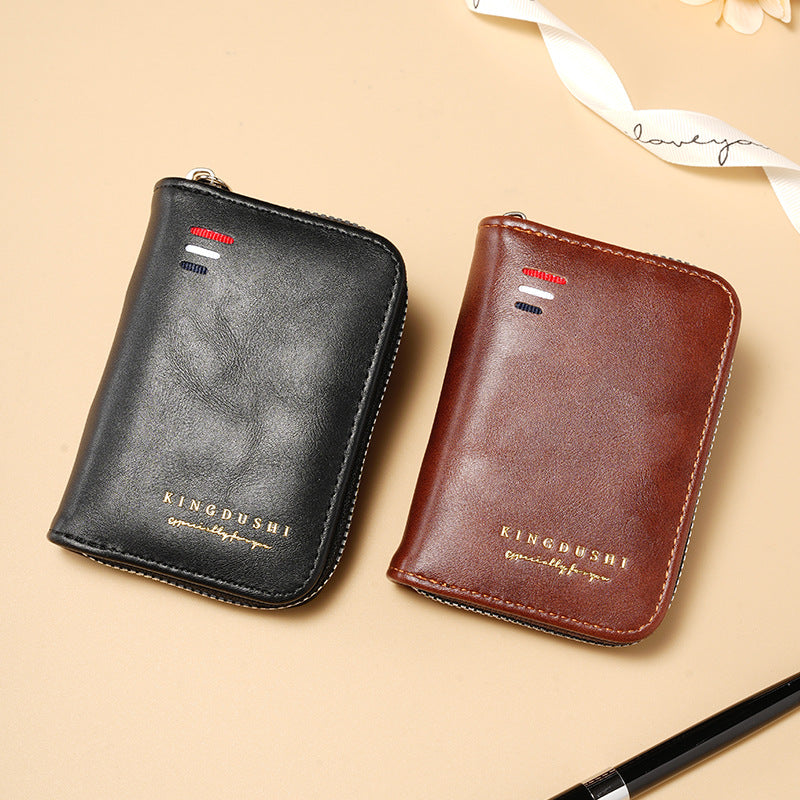 Qb25 Black men's wallet - slim leather wallet with multiple card slots and bill compartment
