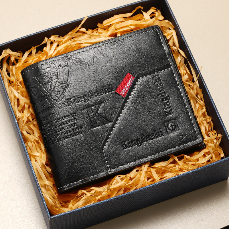 Men’s PU Short Wallet Large Capacity Fashion Design