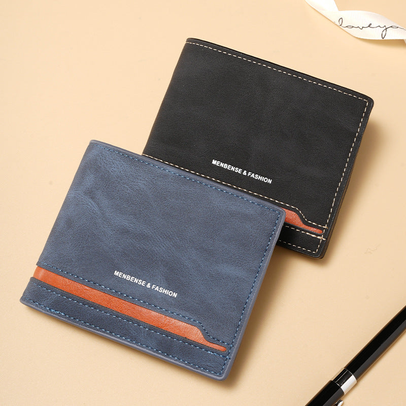 Qb07 Brown men's wallet - slim leather wallet with multiple card slots and bill compartment