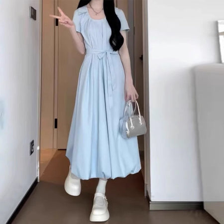 Elegant pleated floral tank dress skirt for summer women