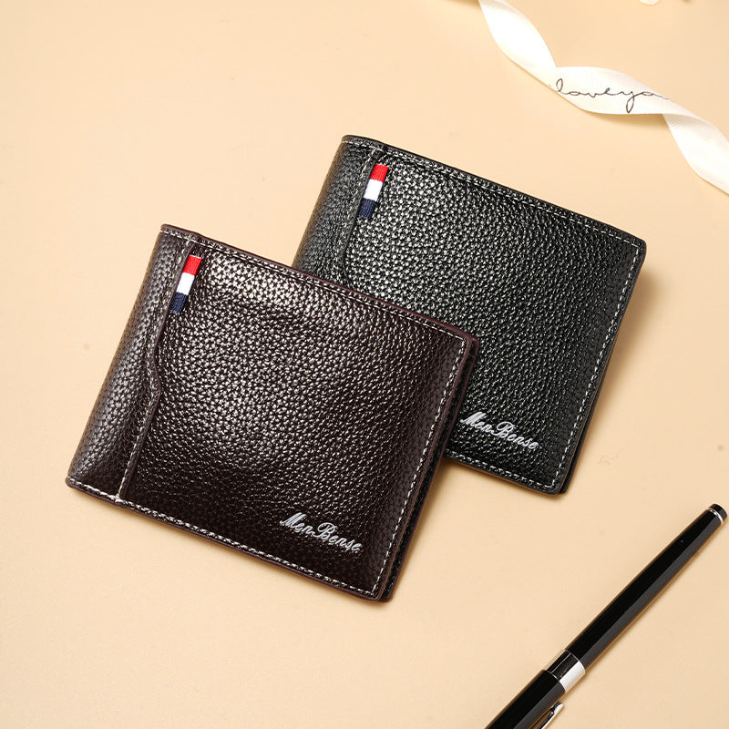 Qb08 Brown men's wallet - slim leather wallet with multiple card slots and bill compartment