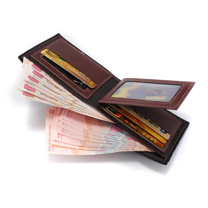 Men’s PU Short Wallet QB08 Multi-Card Slot Large Capacity Wallet