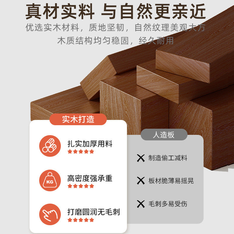 Solid Wood Multi-Layer Sofa Side Storage Trolley