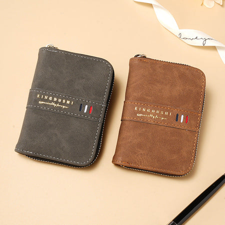 Qb29 Brown men's wallet - slim leather wallet with multiple card slots and bill compartment