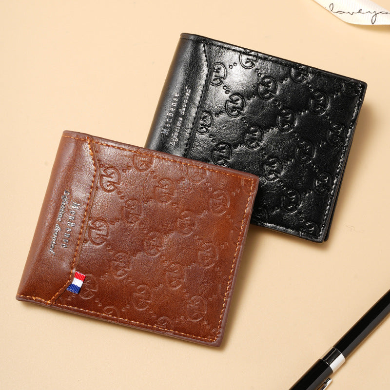 Qb16 Black men's wallet - slim leather wallet with multiple card slots and bill compartment