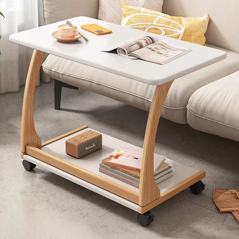 Solid Wood Movable Sofa Side Cabinet Coffee — white