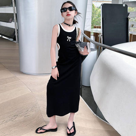 Black girls Korean-style princess summer dress for casual and seasonal wear