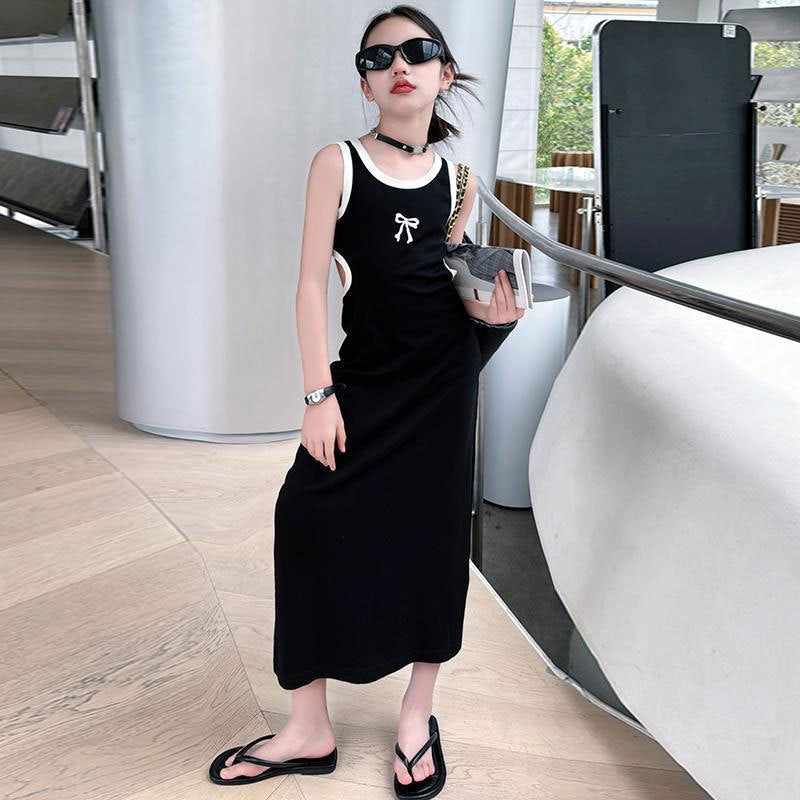 Black girls Korean-style princess summer dress for casual and seasonal wear
