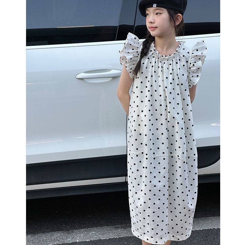 Girls Polka Dot Sleeveless Princess Dress Summer