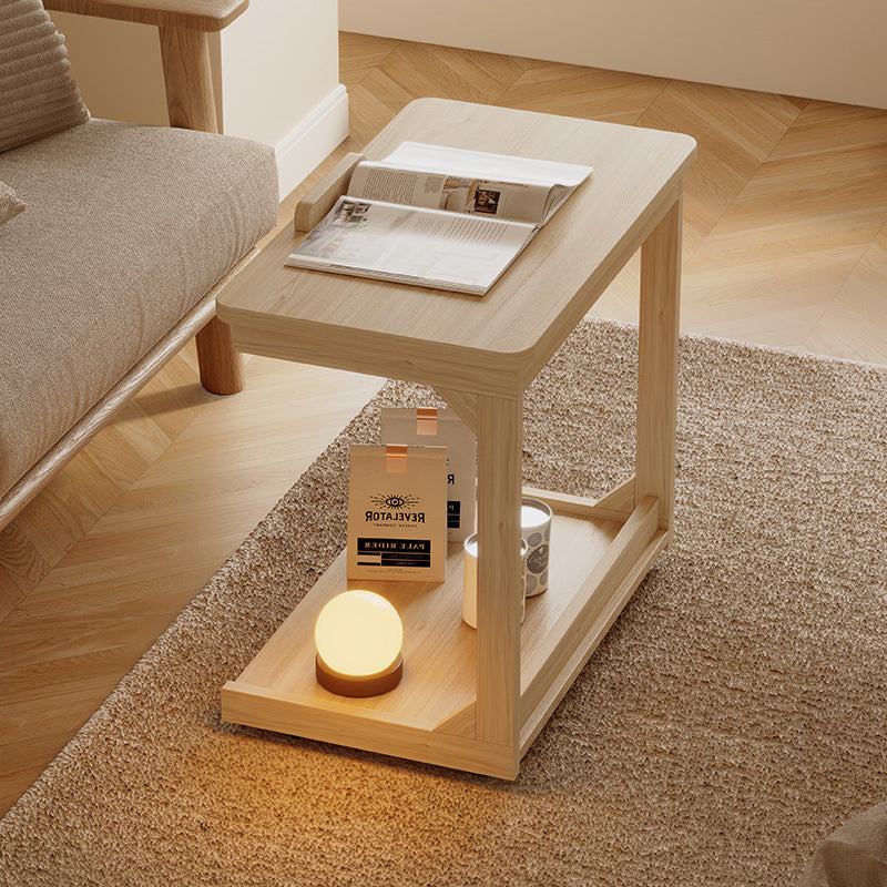 Log Style Movable Flip Sofa Side Table — walnut
