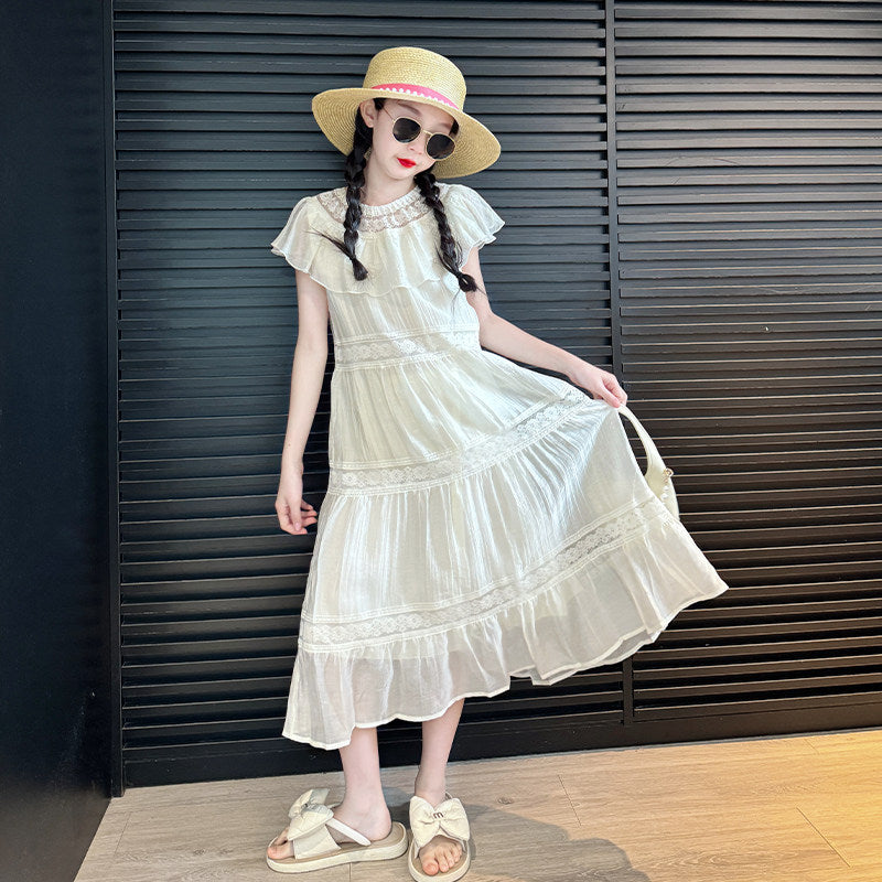 White girls princess summer dress for casual and seasonal wear