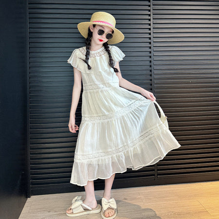 White girls princess summer dress for casual and seasonal wear