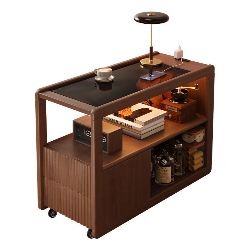 Solid Wood Mobile Sofa Side Cabinet Coffee Table