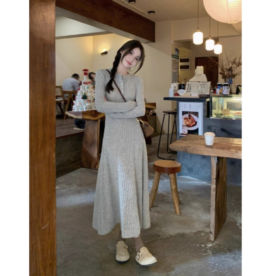 Elegant Knitted A-Line Long Dress for Women Summer 2026