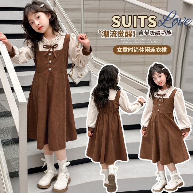 Girls Korean Bow Vest A-Line Dress Spring Style