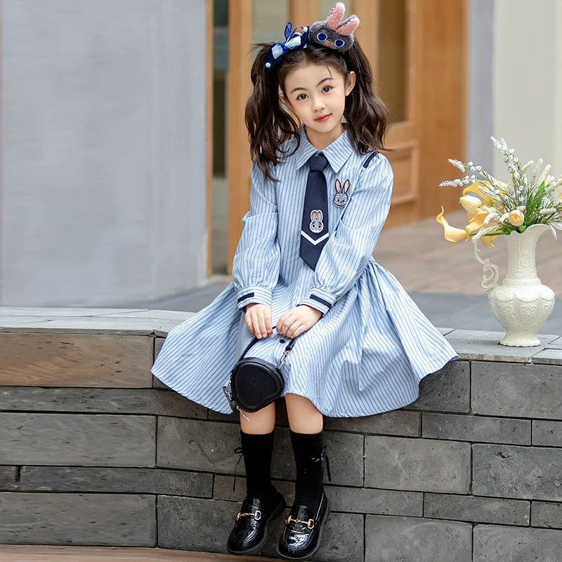 Blue girls princess summer dress for casual and seasonal wear