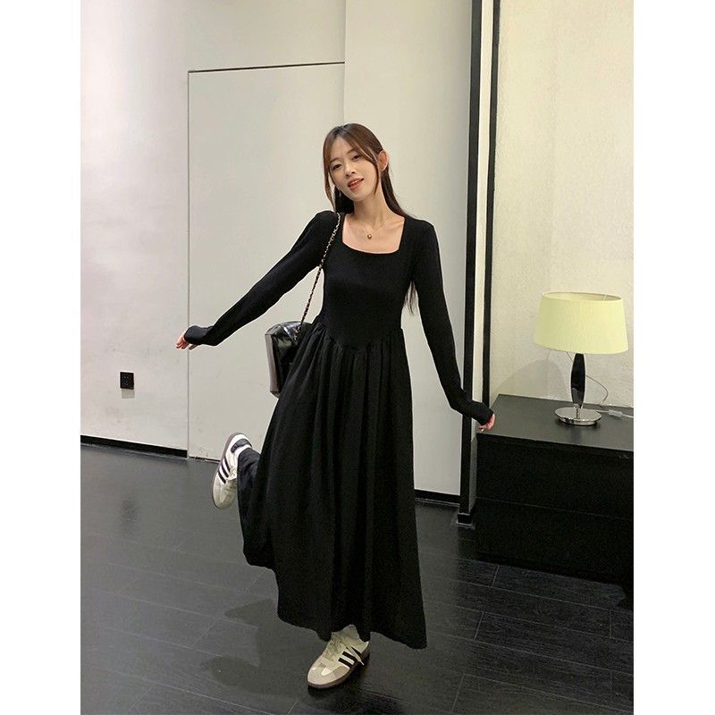 Hepburn Black Long Sleeve Dress for Women Spring 2026