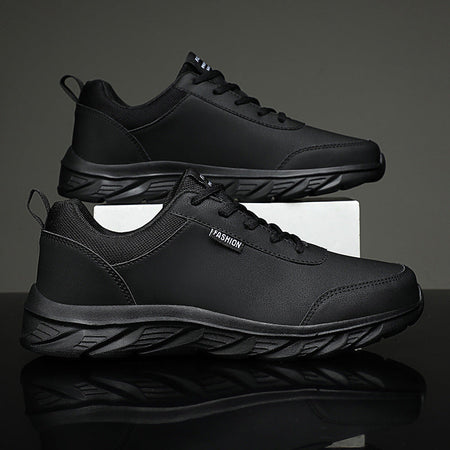 Lq- Black men's sneakers - casual athletic shoes with cushioned comfortable sole