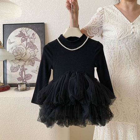 Black girls mesh princess summer dress with pink sunflower print and puffy skirt