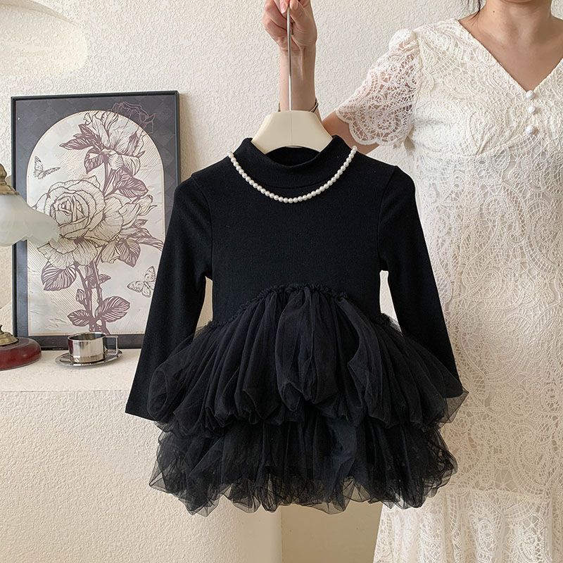 Black girls mesh princess summer dress with pink sunflower print and puffy skirt