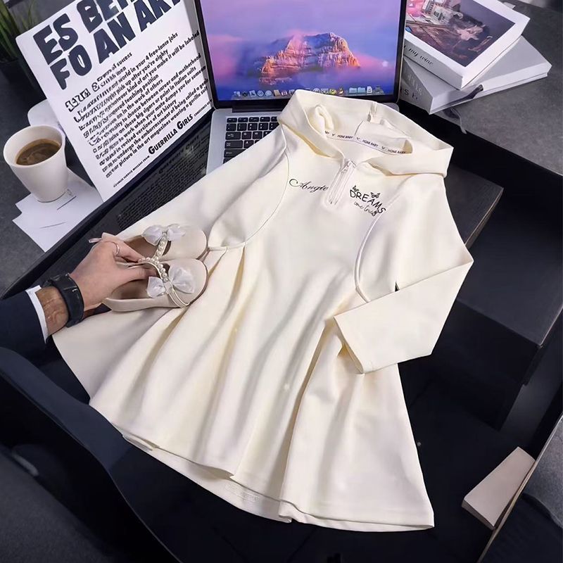 Girls Hooded Long T-Shirt Dress Spring Autumn Style
