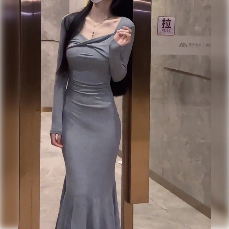 Slim Fit Knitted Fishtail Dress for Women Autumn Winter